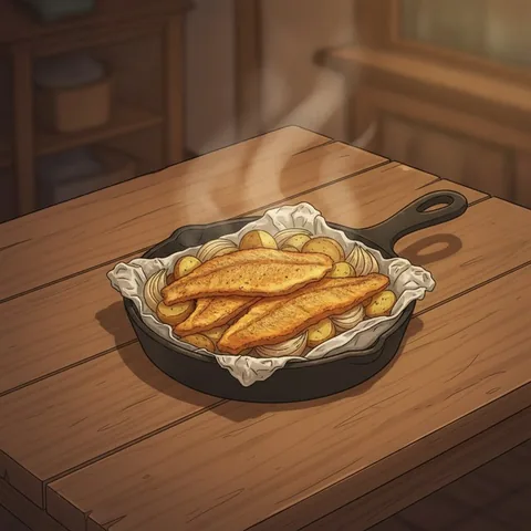 Campfire perch and potatoes