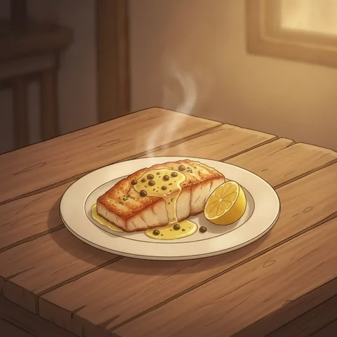 Halibut with lemon butter