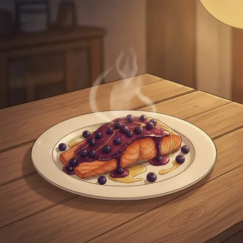 Huckleberry glazed salmon